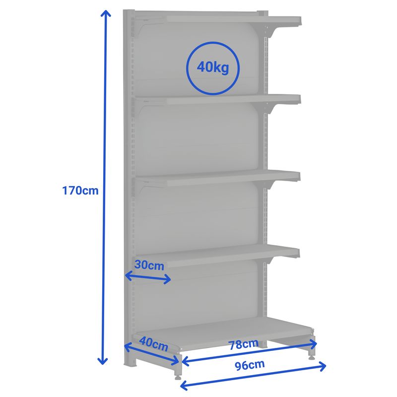 GONDOLA-PONTA-170X78-4-BANDEJAS-30CM---BASE-40CM-PRETO---AMAPA