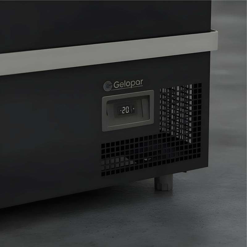 BALCAO-REFRIGERADO-EXPOSITOR-ILHA-DUPLA-ACAO-LED-GISM-150-PRETO-BIVOLT---GELOPAR