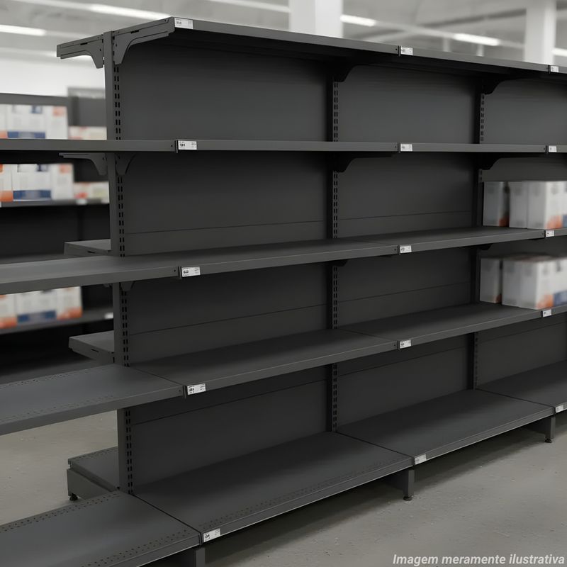 GONDOLA-CENTRO-CONTINUACAO-170X90-4-BANDEJAS-60CM---BASE-80CM-PRETO---AMAPA