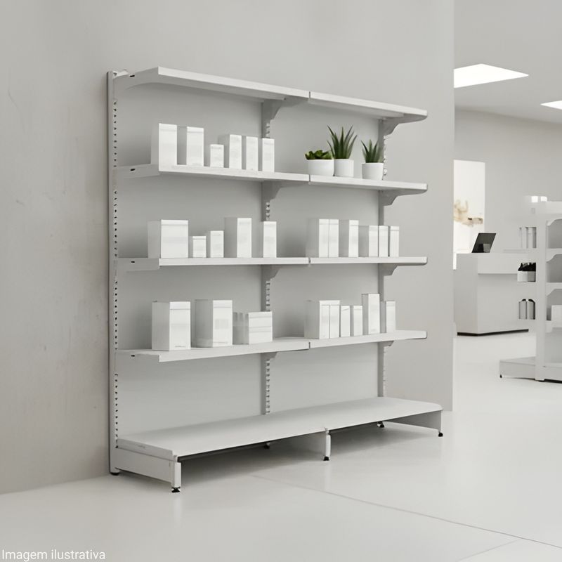 GONDOLA-PAREDE-CONTINUACAO-202X90-4-BANDEJAS-30CM---BASE-40CM-BRANCO---AMAPA