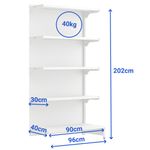 GONDOLA-PAREDE-CONTINUACAO-202X90-4-BANDEJAS-30CM---BASE-40CM-BRANCO---AMAPA