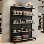 GONDOLA-PAREDE-CONTINUACAO-202X90-4-BANDEJAS-30CM---BASE-40CM-PRETO---AMAPA