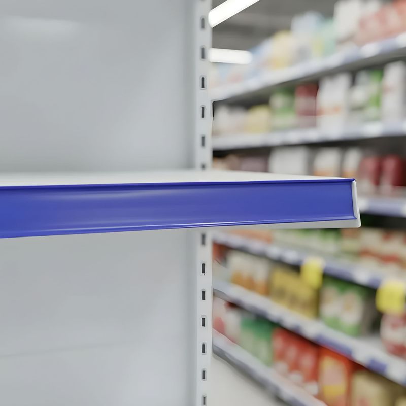 GONDOLA-3-PAREDE-CONTINUACAO-170X90-4-BANDEJAS-30CM---BASE-40CM-BRANCO-PORTA-ETIQUETA-AZUL---AMAPA