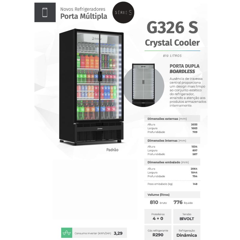 REFRIGERADOR-EXPOSITOR-INVERTER-G326-810L-CRYSTAL-TODO-PRETO-2-PORTAS-VIDRO-BIVOLT---IMBERA