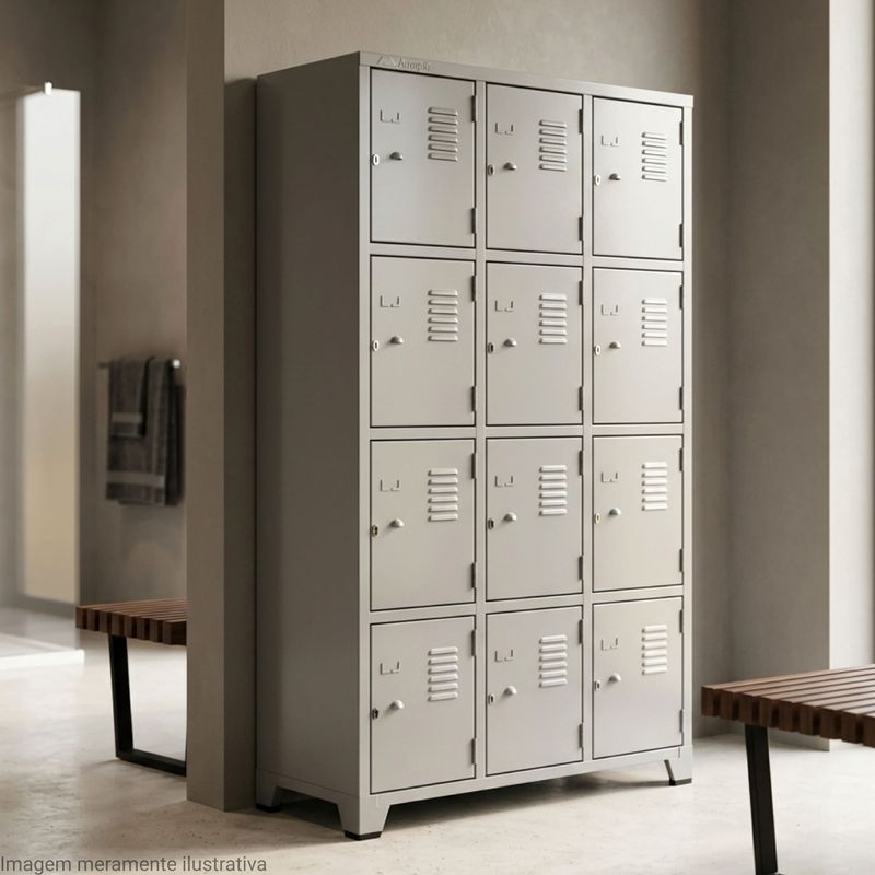 ROUPEIRO-DE-ACO-12-PORTAS-PEQUENAS-COM-TRANCA-PARA-CADEADO-CINZA---AMAPA