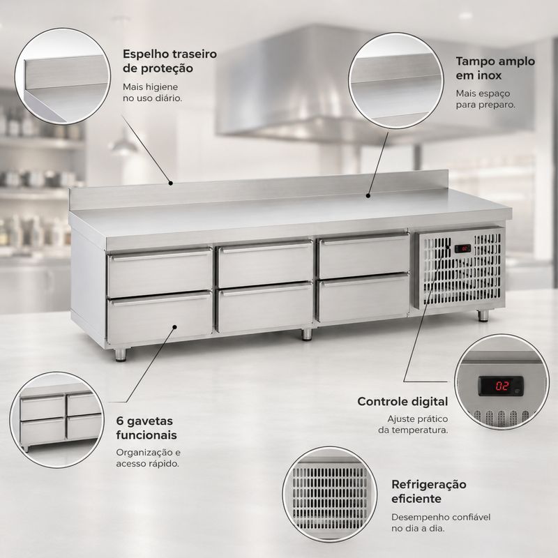 BALCAO-REFRIGERADOR-DE-BASE-BRG-20-6-GAVETAS-220V---RED-CHAMELEON