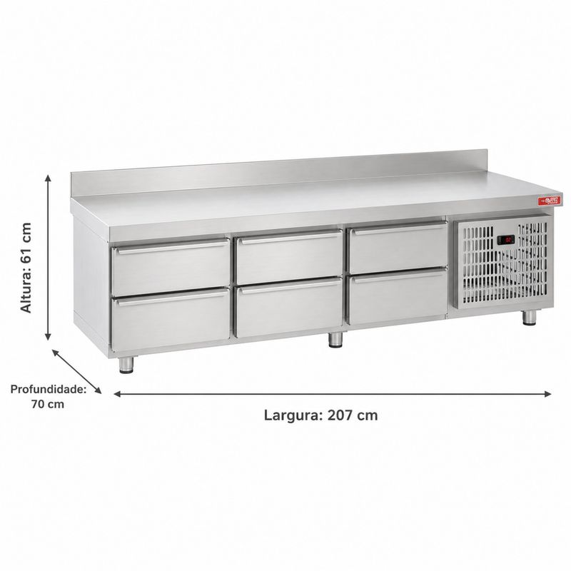 BALCAO-REFRIGERADOR-DE-BASE-BRG-20-6-GAVETAS-220V---RED-CHAMELEON