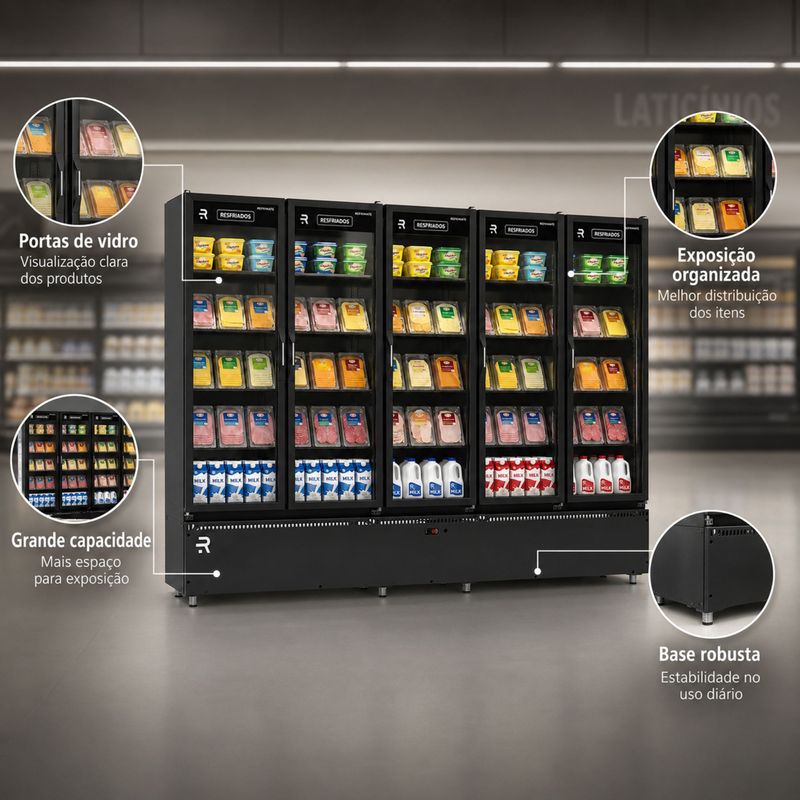 BALCAO-AUTO-SERVICO-FRIOS-E-LATICINIOS-VANGUARD-ASVR-5PB-1630L-TODO-PRETO-5-PORTAS-220V---REFRIMATE