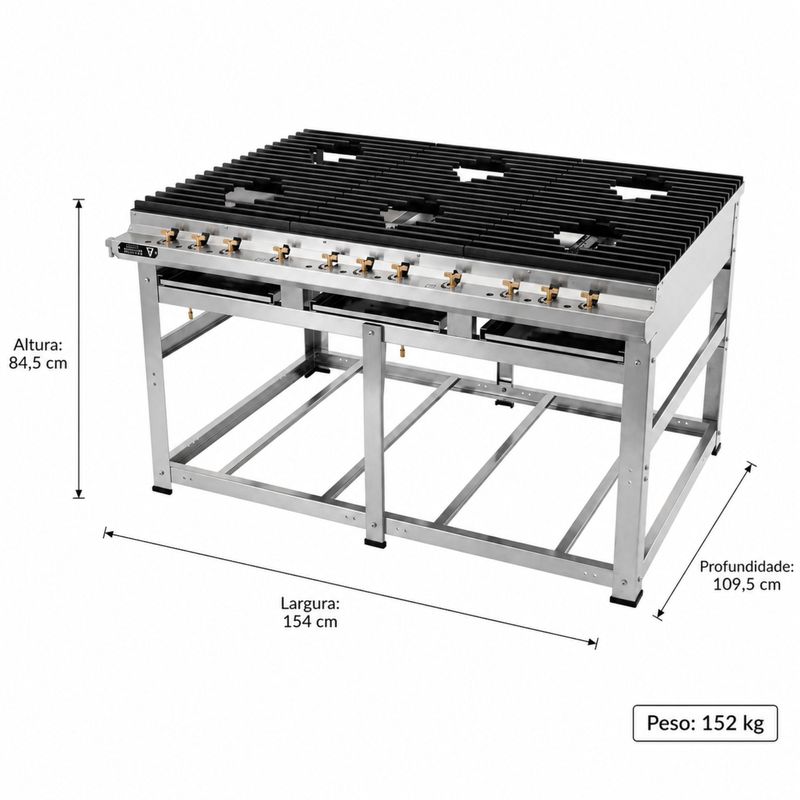 FOGAO-6-BOCAS-50X50CM-GAS-GLP-NOVA-ERA-NEV-32-BAIXA-PRESSAO-INOX---VENANCIO
