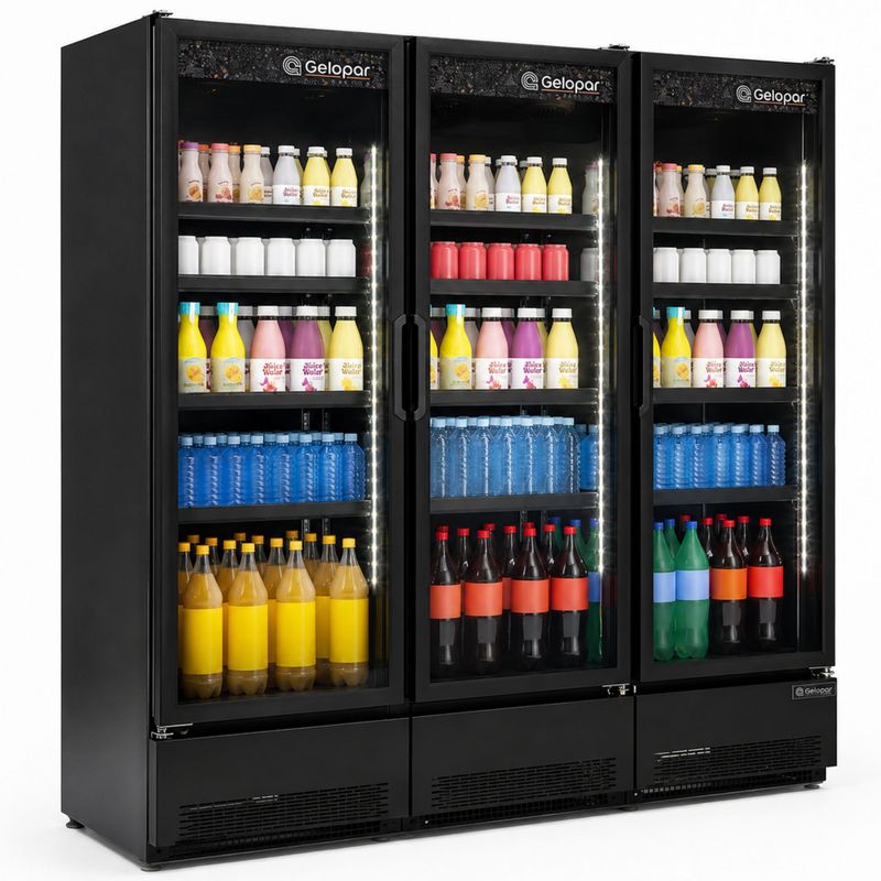 BALCAO-REFRIGERADO-VERTICAL-FRIOS-E-LATICINIOS-GCVR-1450CB-TODO-PRETO-3-PORTAS-220V---GELOPAR