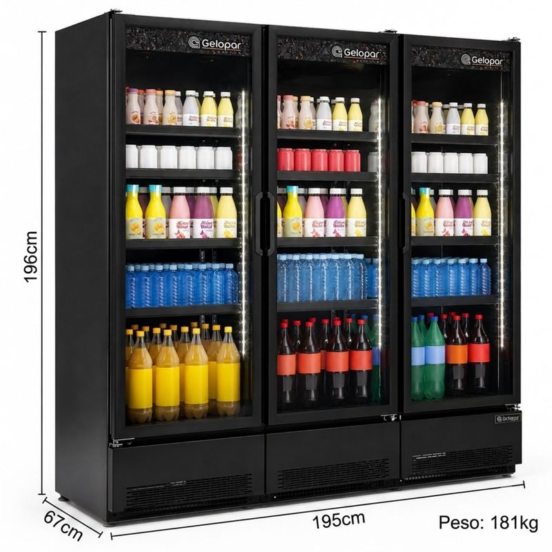BALCAO-REFRIGERADO-VERTICAL-FRIOS-E-LATICINIOS-GCVR-1450CB-TODO-PRETO-3-PORTAS-220V---GELOPAR