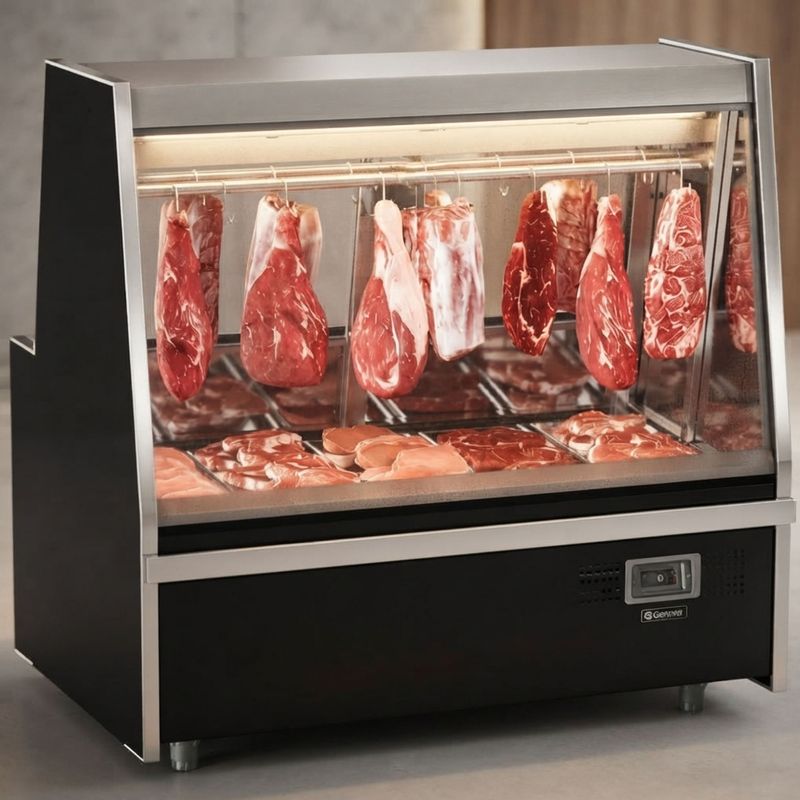 BALCAO-REFRIGERADO-ACOUGUE-TURINO-STANDARD-GATS-150-PRETO-TENDAL-DUPLO-SEM-DEPOSITO-220V---GELOPAR