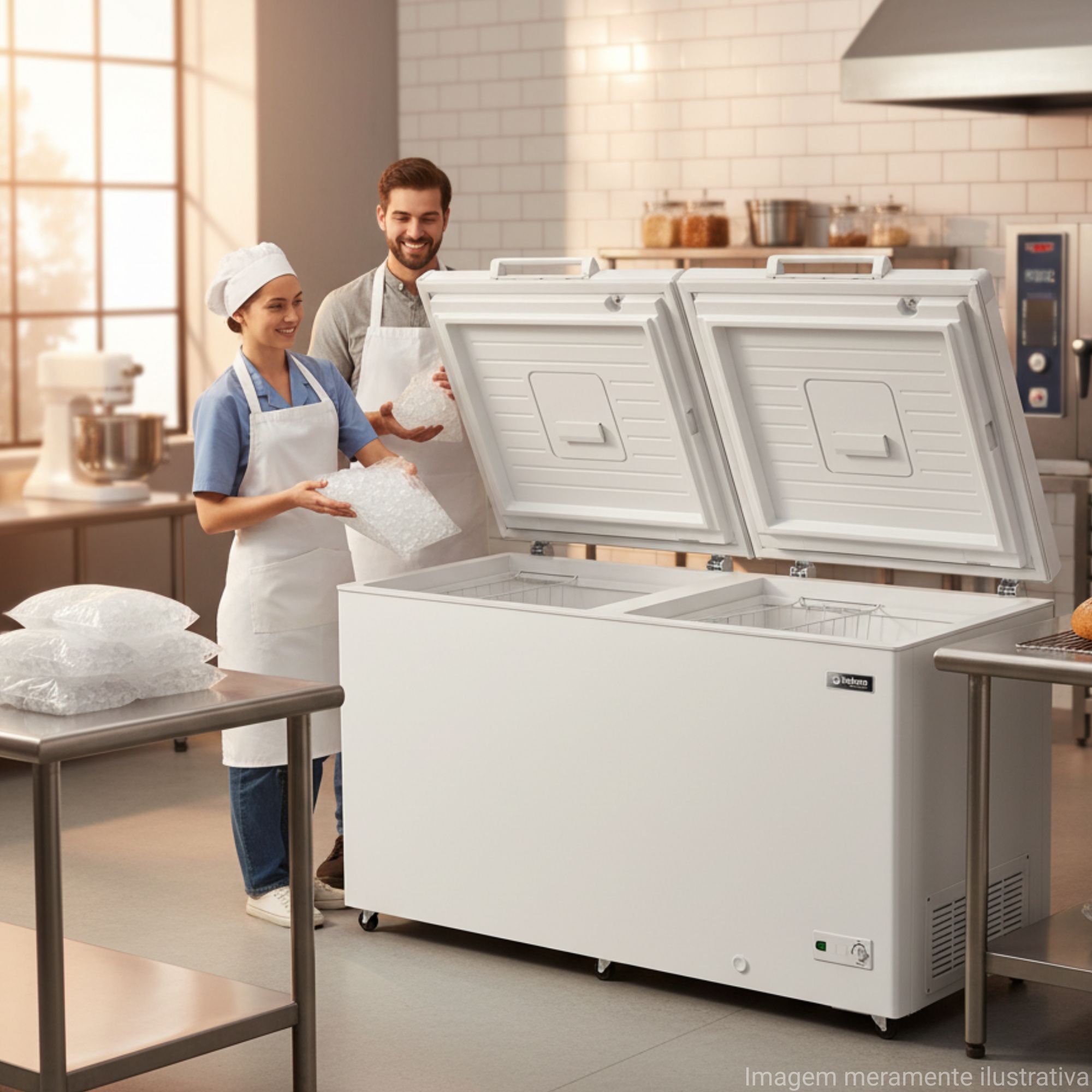 Freezer Horizontal Dupla Acao Hf505 Branco 2 Tampas Cega 505L 220V