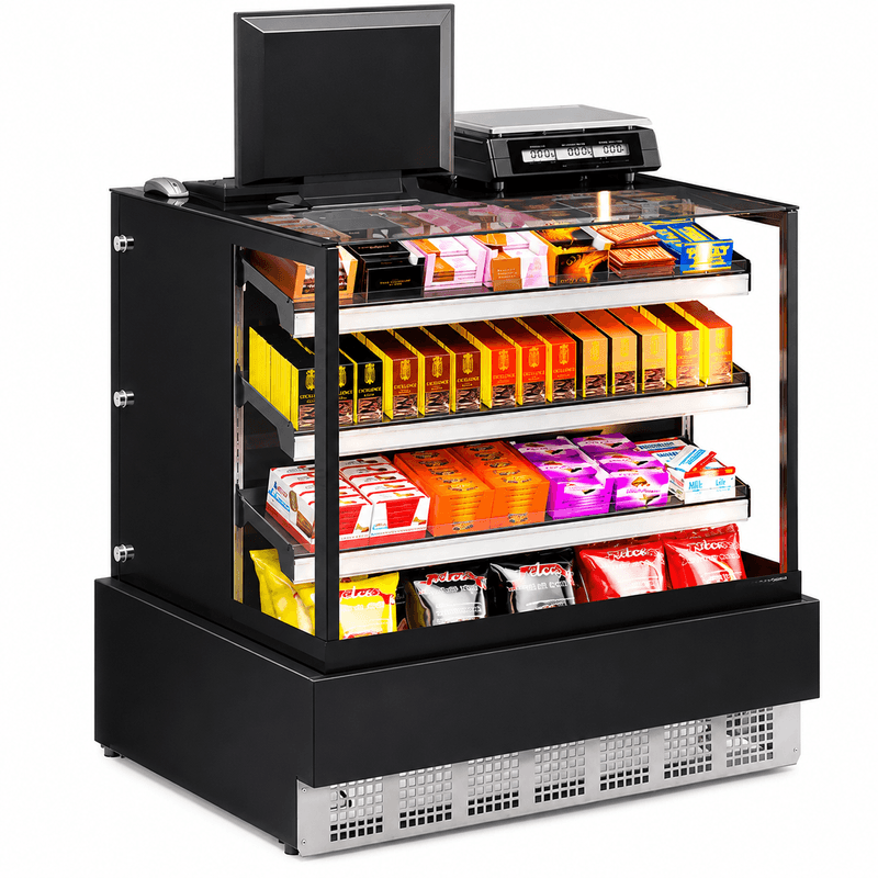VITRINE-NEUTRA-CAIXA-ABERTA-MGEX-100-PRETO-LINHA-CONVENIENCIA-BIVOLT---GELOPAR