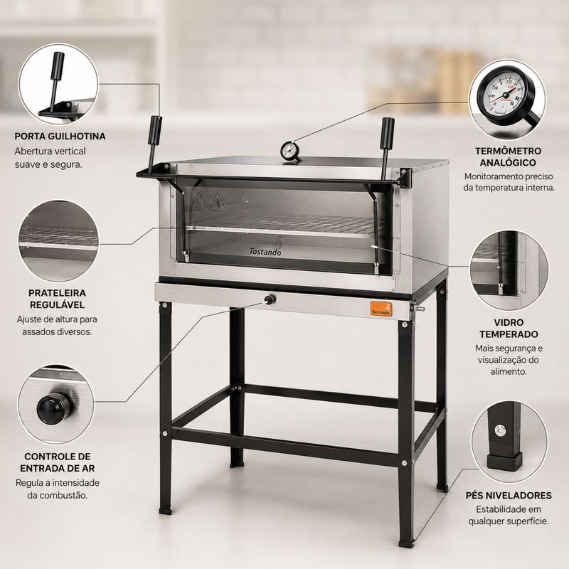 FORNO-LASTRO-GAS-GLP-GUILHOTINA-FLG-800-80X60CM-INOX---TOSTANDO
