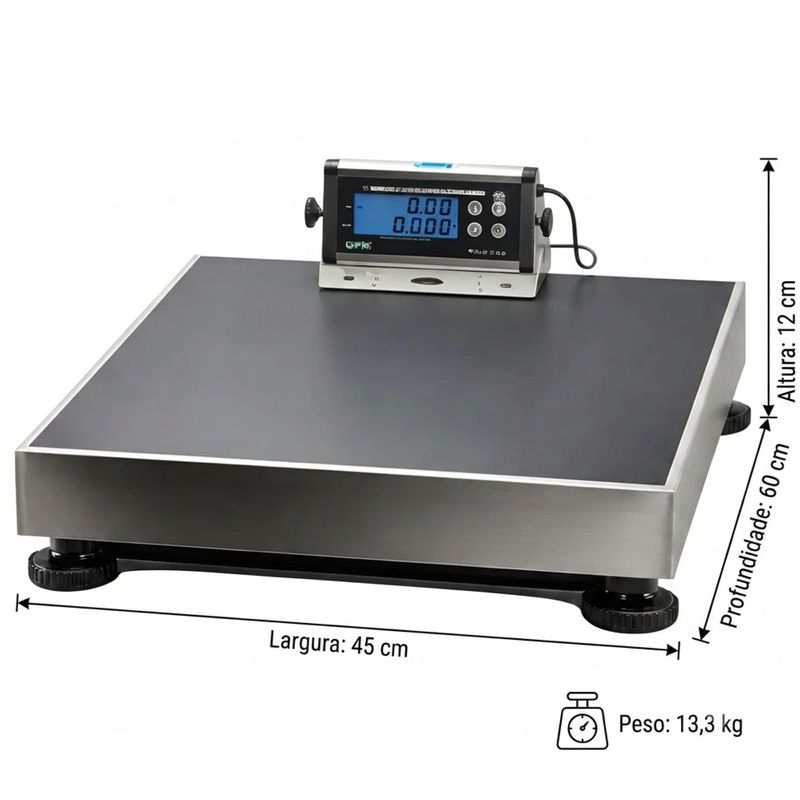 BALANCA-PLATAFORMA-BLUE-UL-SEM-COLUNA-150KGX100G-50G-45X60CM-PRATO-INOX-BIVOLT---UPX