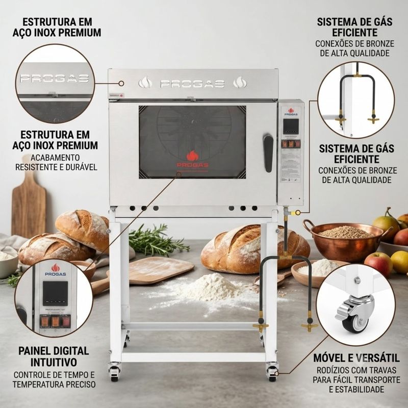 FORNO-TURBO-GAS-PRP-5000-TOTAL-INOX-5-ESTEIRAS-BIVOLT---PROGAS
