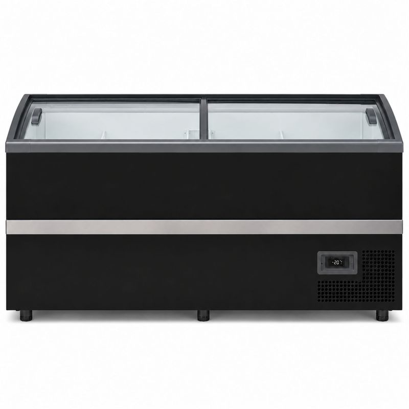 BALCAO-REFRIGERADO-EXPOSITOR-ILHA-DUPLA-ACAO-LED-GISM-190-PRETO-BIVOLT---GELOPAR