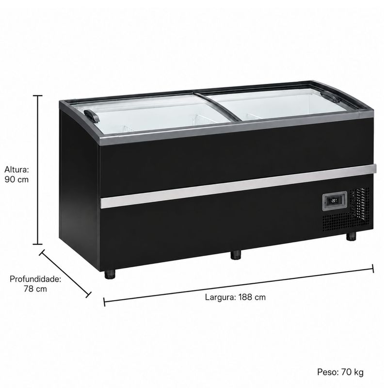 BALCAO-REFRIGERADO-EXPOSITOR-ILHA-DUPLA-ACAO-LED-GISM-190-PRETO-BIVOLT---GELOPAR