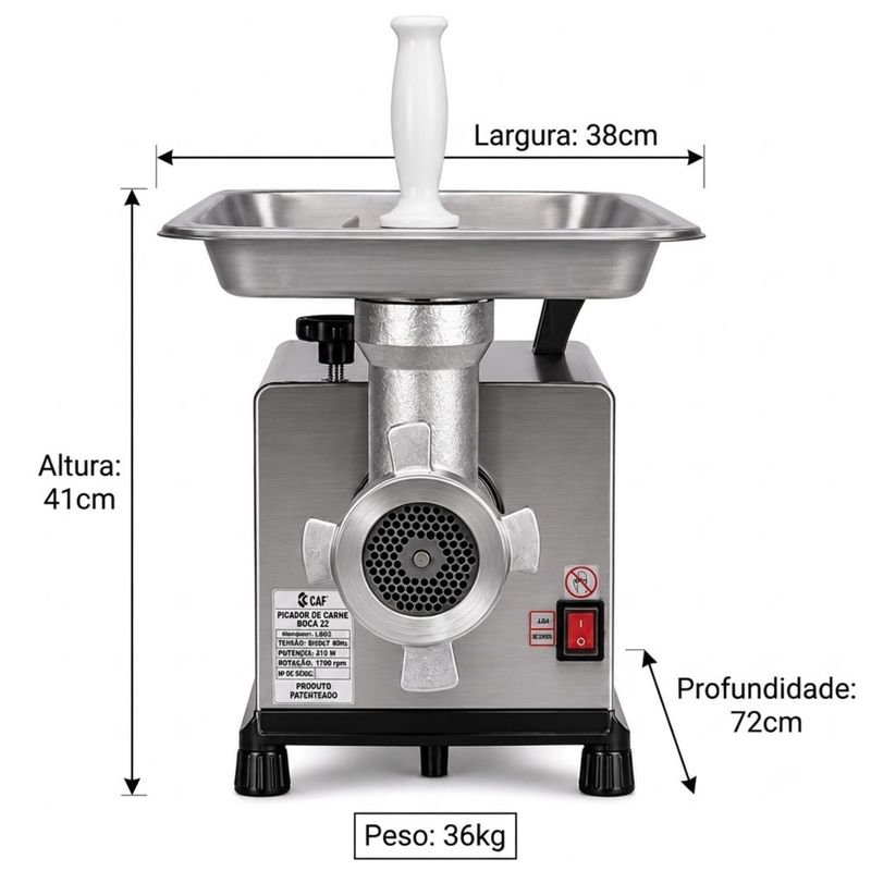 MOEDOR-DE-CARNE-CAF-22-DSM-INOX-125CV-BIVOLT---CAF