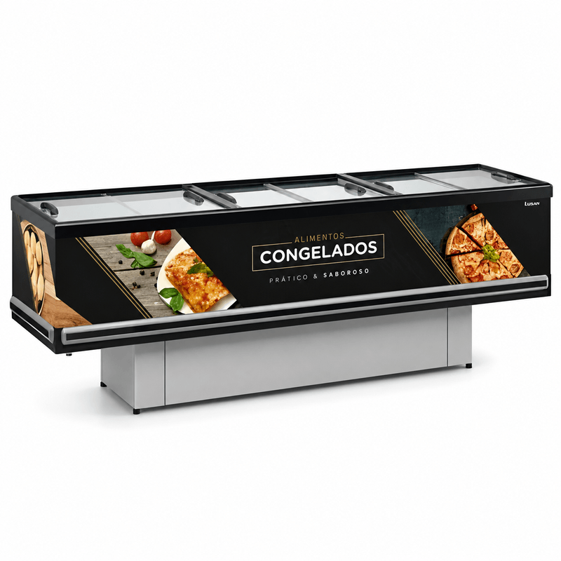 BALCAO-REFRIGERADO-ILHA-DE-CONGELADOS-STANDARD-GESV-290R-PRETO-VIDRO-RETO-220V---GELOPAR