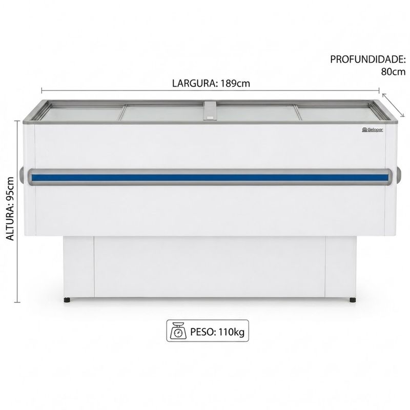 BALCAO-REFRIGERADO-ILHA-STANDARD-GESV-190R-BRANCO-VIDRO-RETO-220V---GELOPAR