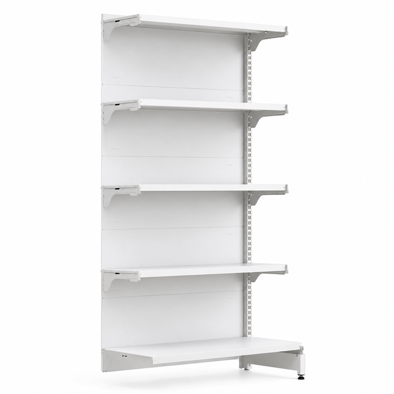 GONDOLA-PAREDE-CONTINUACAO-170X90-4-BANDEJAS-30CM---BASE-40CM-BRANCO---AMAPA