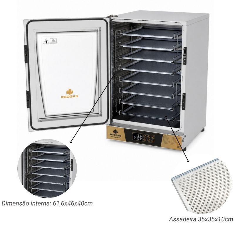 KIT-FORNO-TURBO-ELETRICO-FAST-OVEN-PRP-008-PLUS-DIGITAL-DOURADO-220V---BANCADA-MES-008---PROGAS