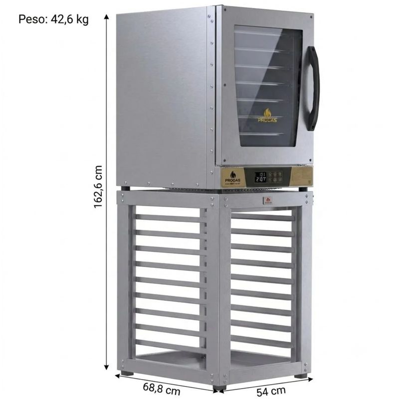 KIT-FORNO-TURBO-ELETRICO-FAST-OVEN-PRP-008-PLUS-DIGITAL-DOURADO-220V---BANCADA-MES-008---PROGAS