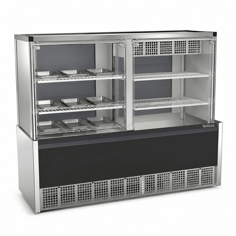 VITRINE-ESTUFA-E-REFRIGERADA-AURORA-GQEA-140R-PRETO-127V---GELOPAR
