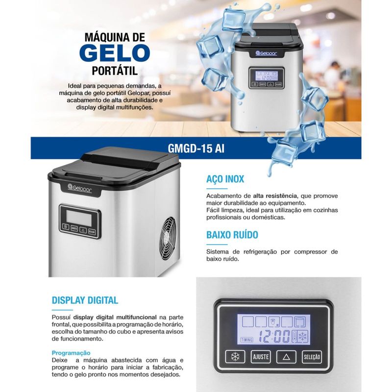 MAQUINA-DE-GELO-PORTATIL-INOX-GMGD-15-12KG-DIA-220V---GELOPAR