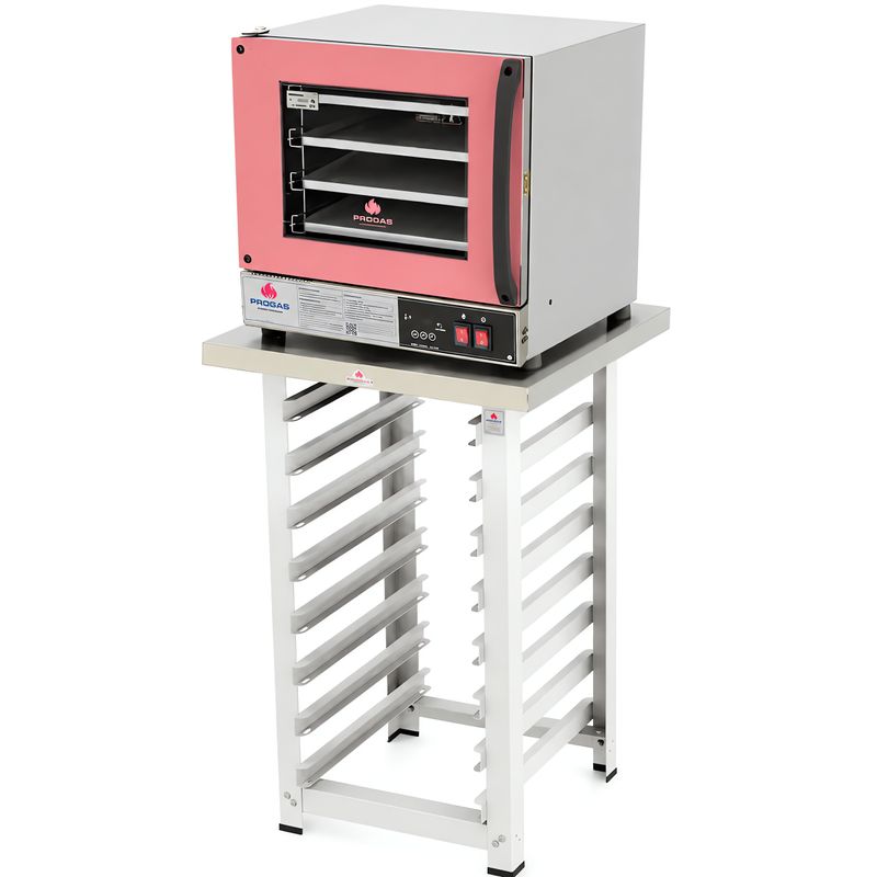 KIT-FORNO-TURBO-ELETRICO-FAST-OVEN-PRP-004-PLUS-DIGITAL-ROSA-220V---BANCADA-MES-004---PROGAS