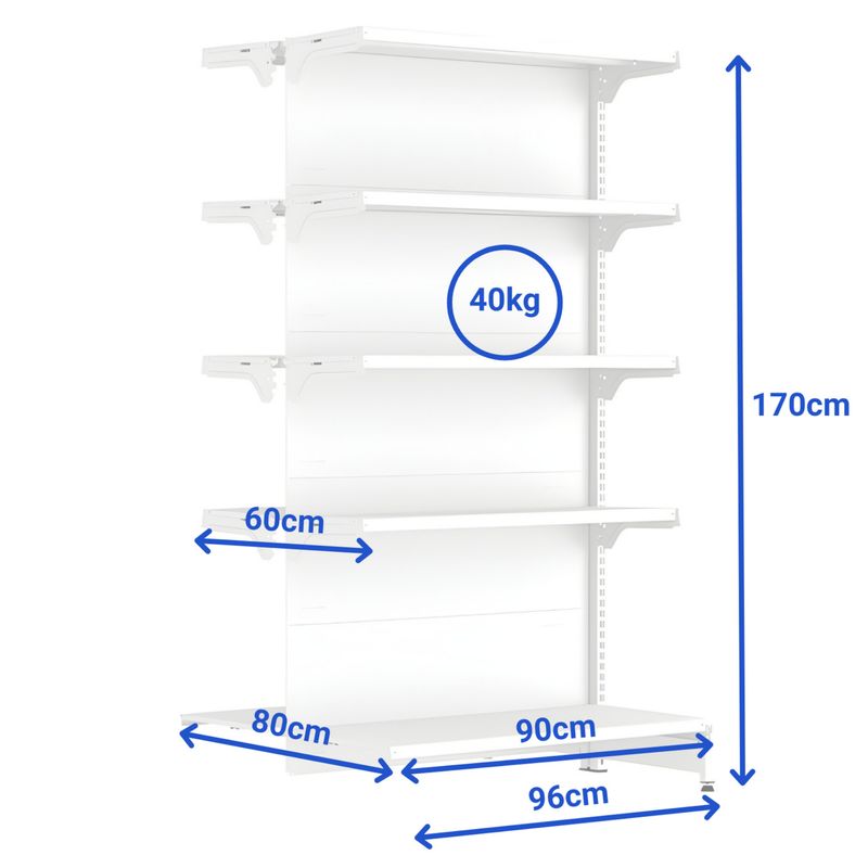 GONDOLA-CENTRO-CONTINUACAO-170X90-4-BANDEJAS-60CM---BASE-80CM-BRANCO---AMAPA