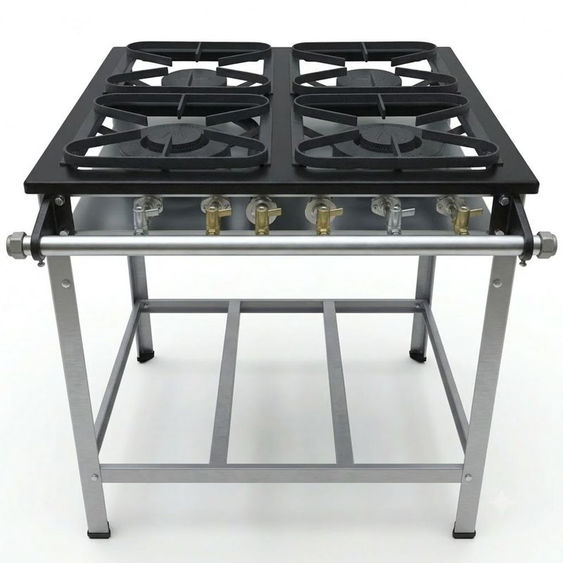 FOGAO-4-BOCAS-30X30CM-GAS-GLP-BAIXA-PRESSAO-PERFIL-5CM-DE-PE---METALMAQ