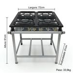 FOGAO-4-BOCAS-30X30CM-GAS-GLP-BAIXA-PRESSAO-PERFIL-5CM-DE-PE---METALMAQ