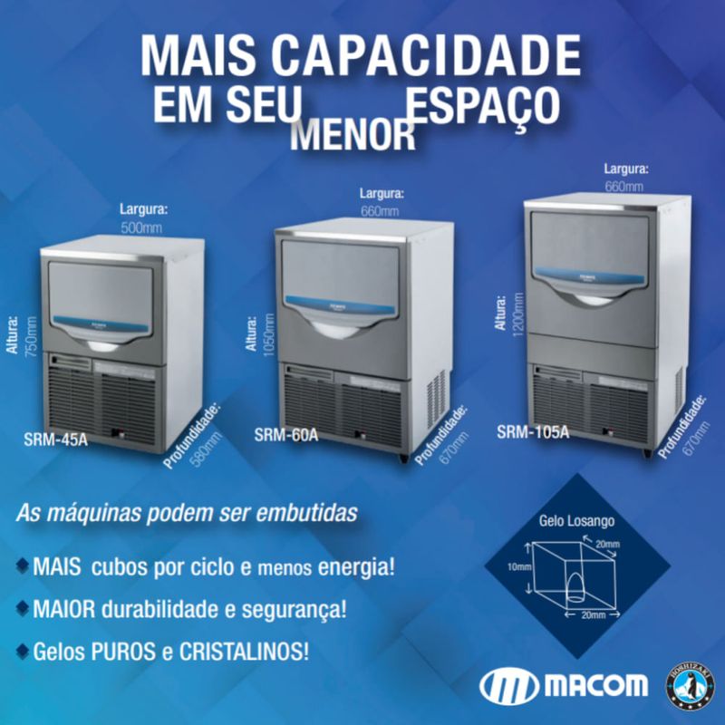 MAQUINA-DE-GELO-EM-CUBO-95KG-DIA-SRM-105A-DEPOSITO-43KG-220V---MACOM
