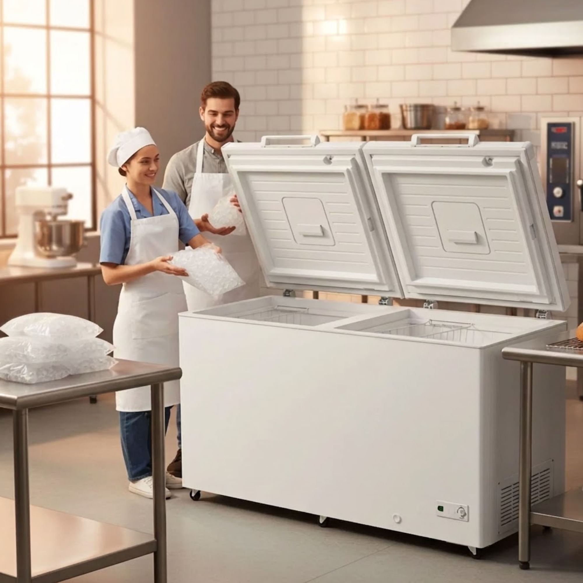 Freezer Horizontal Dupla Acao Hf505 Branco 2 Tampas Cega 505L 220V