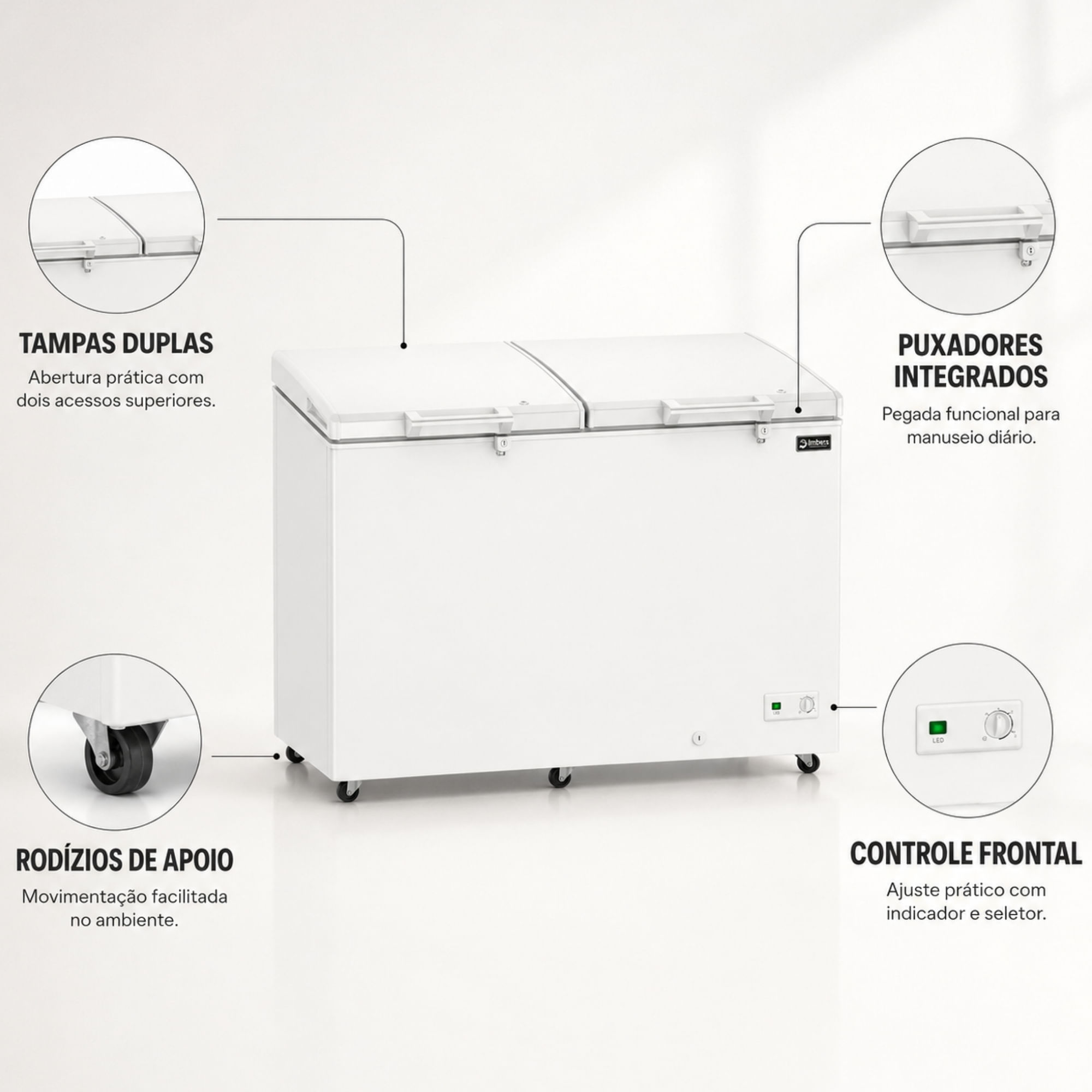 冷凍PL50 SM40 ML40 Freezer Horizontal Dupla Acao Hf505 Branco 2 Tampas Cega 505L 220V