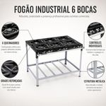 FOGAO-6-BOCAS-30X30CM-GAS-GLP-BAIXA-PRESSAO-PERFIL-5CM-DE-PE---METALMAQ