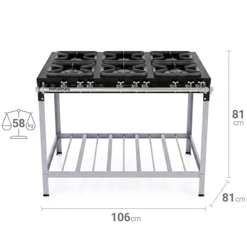 FOGAO-6-BOCAS-30X30CM-GAS-GLP-BAIXA-PRESSAO-PERFIL-5CM-DE-PE---METALMAQ