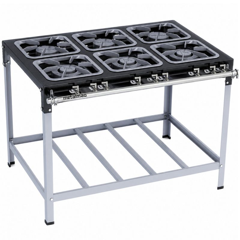 FOGAO-6-BOCAS-30X30CM-GAS-GLP-BAIXA-PRESSAO-PERFIL-65CM-DE-PE---METALMAQ