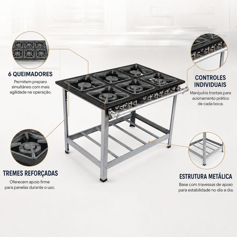 FOGAO-6-BOCAS-30X30CM-GAS-GLP-BAIXA-PRESSAO-PERFIL-65CM-PARA-PANELA---METALMAQ