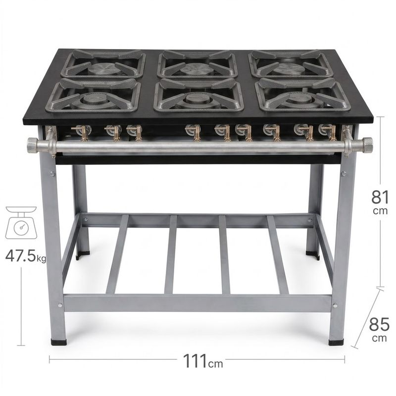 FOGAO-6-BOCAS-30X30CM-GAS-GLP-BAIXA-PRESSAO-PERFIL-65CM-PARA-PANELA---METALMAQ