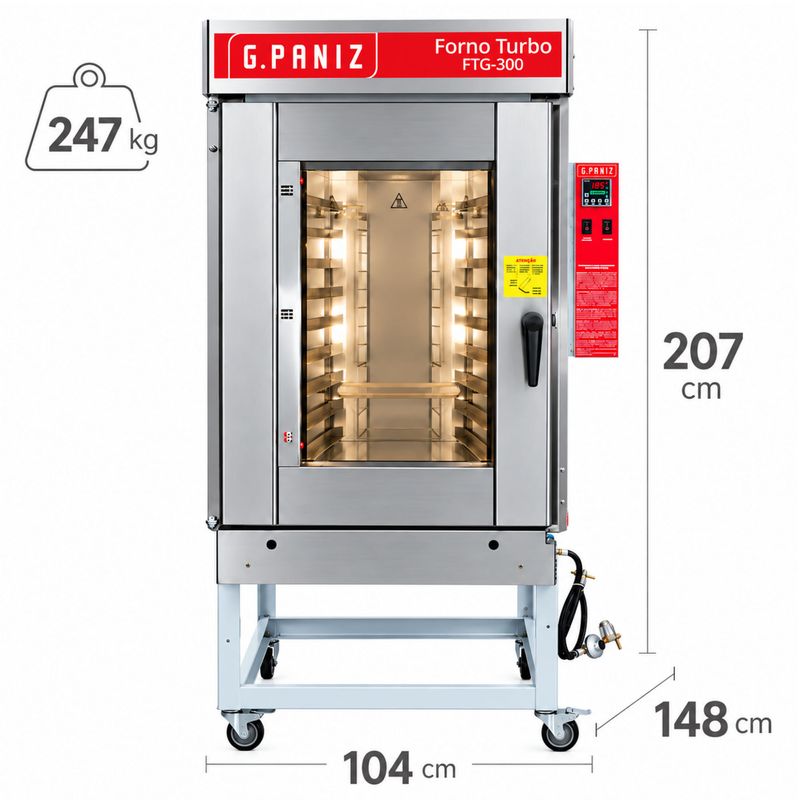 FORNO-TURBO-10-BANDEJAS-58X70-GAS-GLP-FTG-300-PINTADO-BIVOLT---GPANIZ