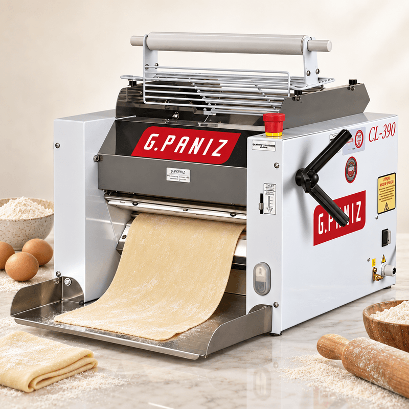CILINDRO-LAMINADOR-MESA-EPOXI-SEM-PEDESTAL-CL-390-BANDEJA-INOX-1CV-BIVOLT---GPANIZ