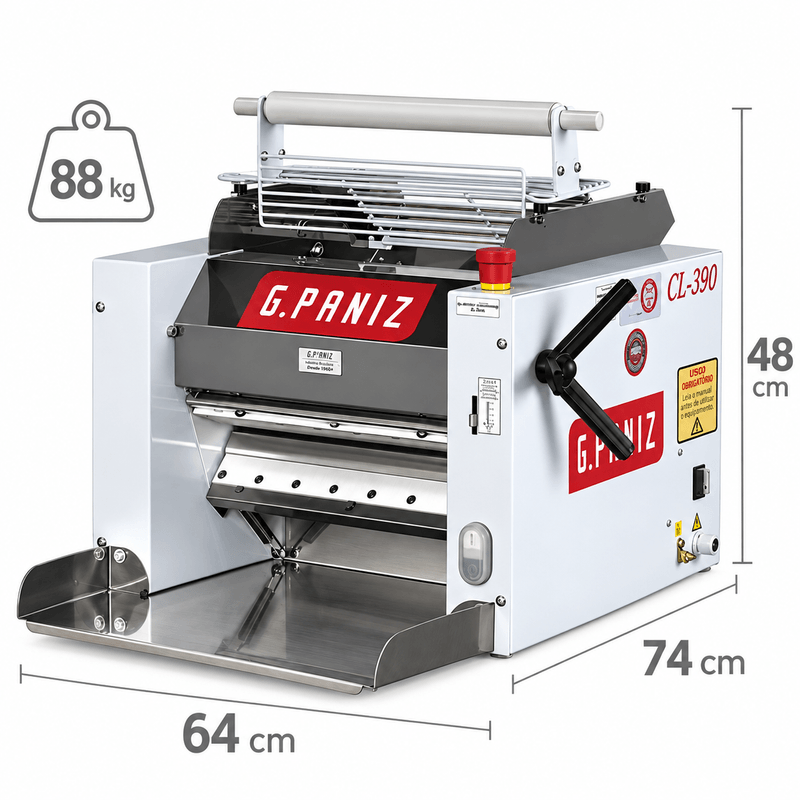 CILINDRO-LAMINADOR-MESA-EPOXI-SEM-PEDESTAL-CL-390-BANDEJA-INOX-1CV-BIVOLT---GPANIZ