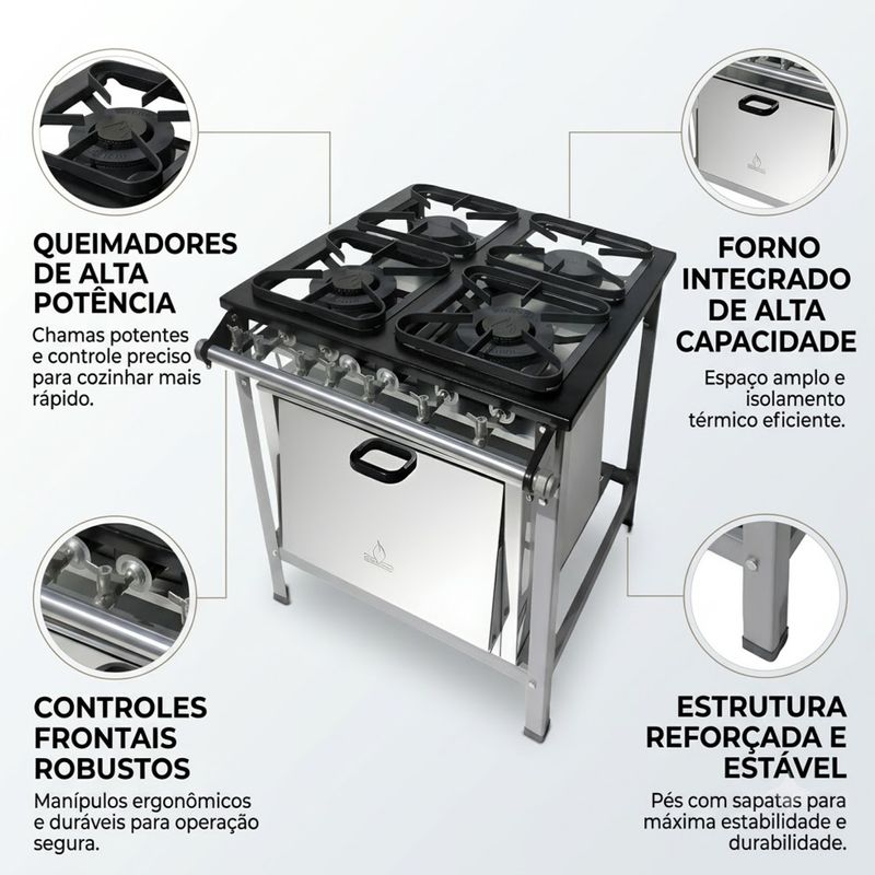 FOGAO-4-BOCAS-30X30CM-GAS-DE-COZINHA-BAIXA-PRESSAO-PERFIL-5CM-COM-FORNO---METALMAQ