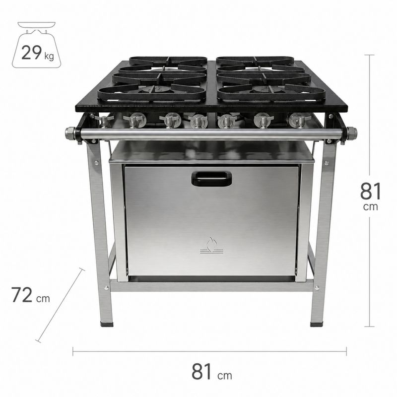 FOGAO-4-BOCAS-30X30CM-GAS-DE-COZINHA-BAIXA-PRESSAO-PERFIL-5CM-COM-FORNO---METALMAQ