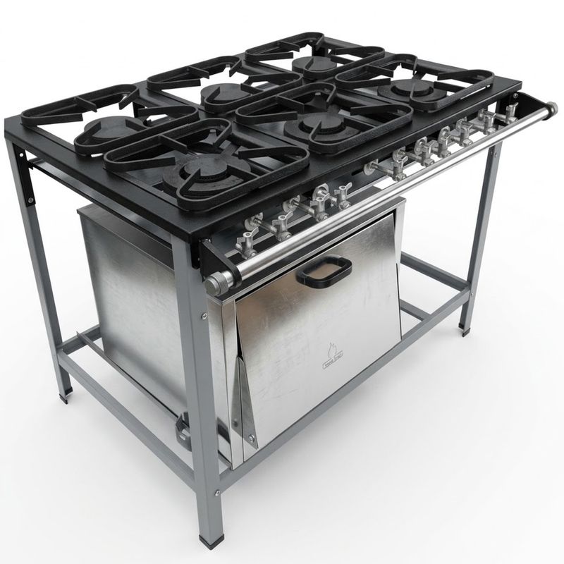 FOGAO-6-BOCAS-30X30CM-GAS-DE-COZINHA-GLP-BAIXA-PRESSAO-PERFIL-5CM-COM-FORNO---METALMAQ