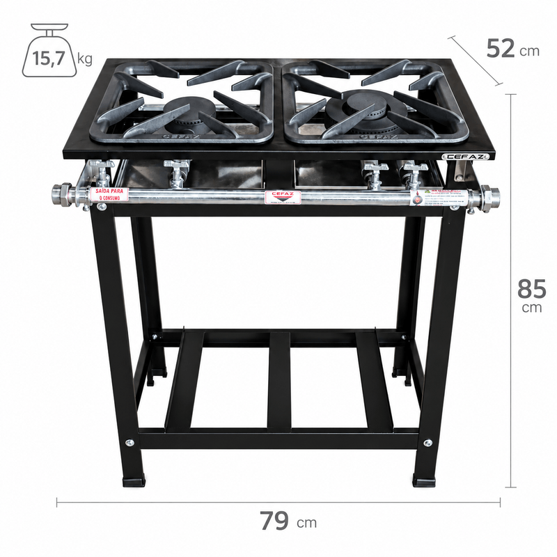 FOGAO-2-BOCAS-30X30CM-GAS-DE-COZINHA-SILVER-PERFIL-5CM-DE-PE---CEFAZ